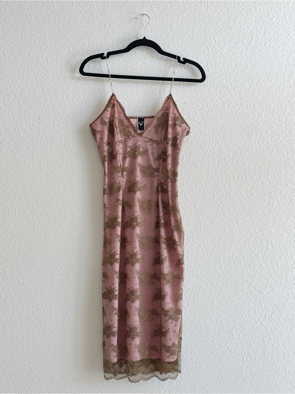 WINDSOR Vintage Pink Lace-Trim Slip Dress SZ M